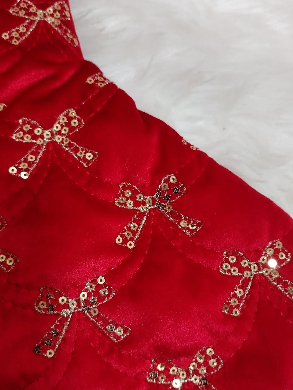 Target Red Holiday Stocking with Gold Sequin Bows